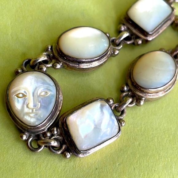 Vintage sterling silver/mother of purl bracelet - Picture 2 of 9